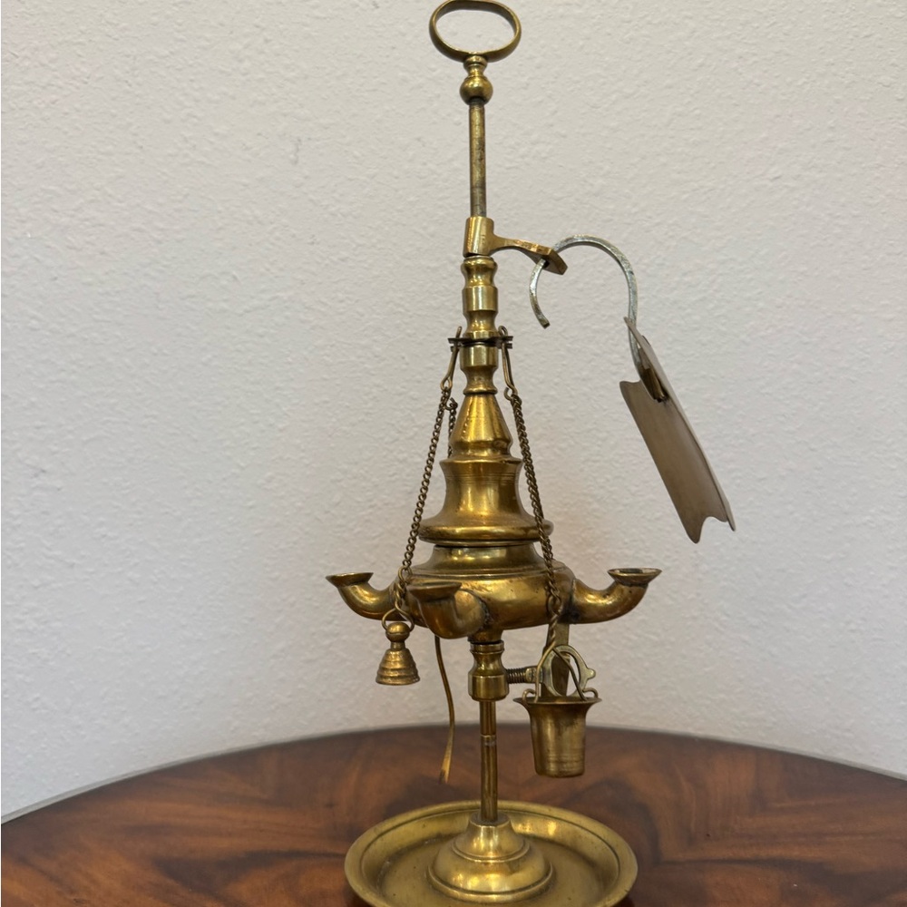 Antique Italian Cast Brass 4 Burner Lucerne Oil Lamp - Picture 6 of 10